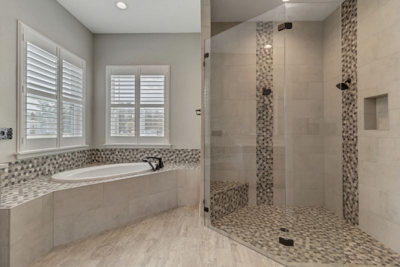 Contemporary Shower with Tile Accents